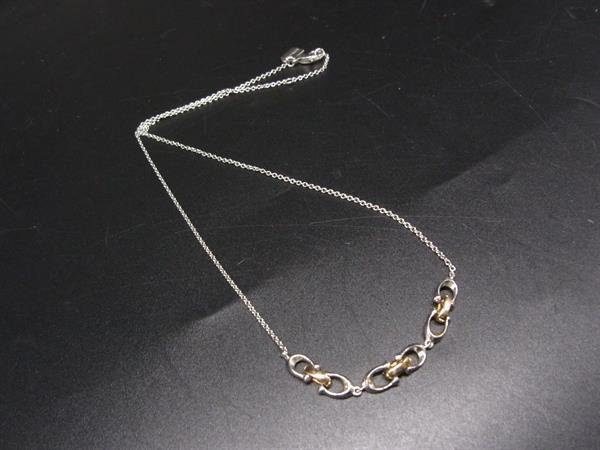 ■美品■ COACH コーチ ラインストーン ネックレス ペンダント アクセサリー レディース シルバー系×ゴールド系 DL5818