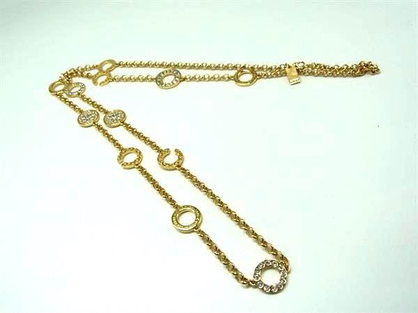 ■美品■ COACH コーチ ラインストーン ロングネックレス ネックレス ペンダント アクセサリー レディース ゴールド系 DL5834