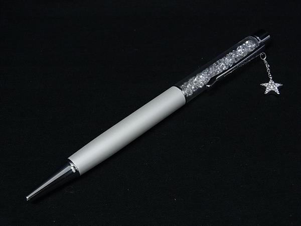■美品■ SWAROVSKI スワロフスキー ラインストーン スター 星 ツイスト式 ボールペン 筆記用具 文房具 ホワイト系×シルバー系 DL7266