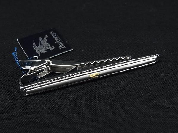 ■新品同様■ Burberrys バーバリーズ タイクリップ ネクタイピン ビジネス 紳士 メンズ シルバー系×ゴールド系 DL7987...