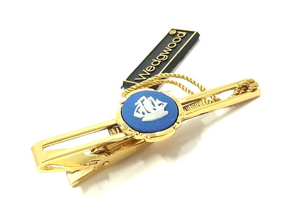 WEDGWOOD ウェッジウッド ジャスパー ネクタイピン タイクリップ アクセサリー 紳士 メンズ ゴールド系×ブルー系 DL8188