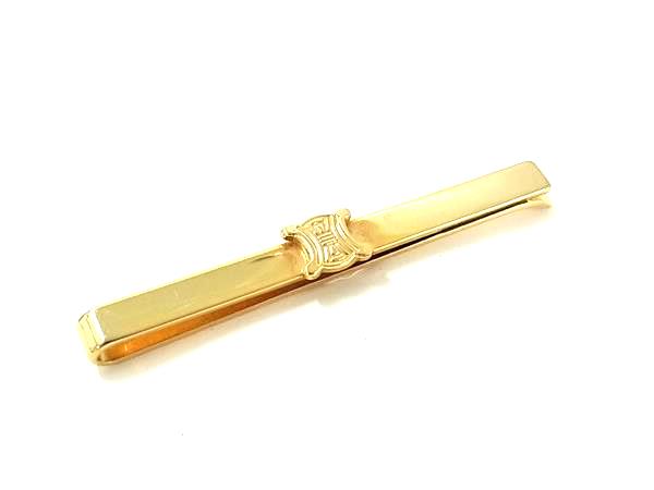 CELINE セリーヌ マカダム タイピン タイクリップ 紳士 ビジネス メンズ ゴールド系 DL8189