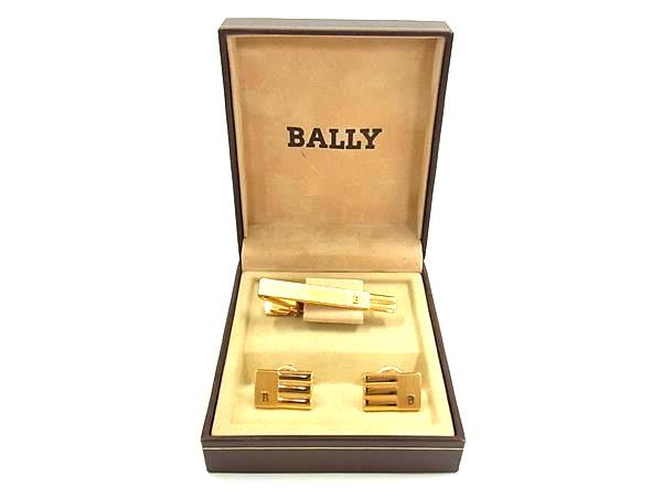 ■美品■ BALLY バリー タイピン カフスボタン 2点セット ゴールド系 DL8202