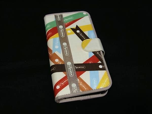 ■極美品■ LeSportsac レスポートサック ナイロン arrows We 対応 手帳型 スマホケース アイフォンケース ベージュ系 DL8590