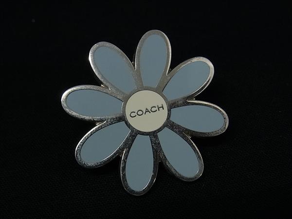 COACH コーチ フラワー 花 ピンブローチ ピンバッジ アクセサリー レディース ライトブルー系×シルバー系 DL8830