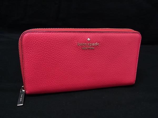 C, G, K - ■美品■ kate spade ケイトスペード WLR00392 レイラ ラージ コンチネンタル ウォレット ラウンドファスナー 長財布 ピンク系 DL8913