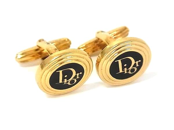 ChristianDior クリスチャンディオール ヴィンテージ カフスボタン カフリンクス アクセサリー メンズ ゴールド系×ブラック系 DN5882
