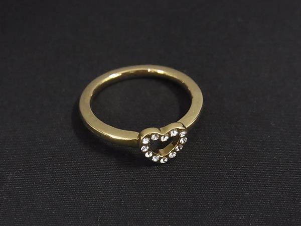 COACH コーチ ラインストーン ハート リング 指輪 アクセサリー 約11号 レディース ゴールド系 DK9404