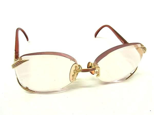 ChristianDior クリスチャンディオール 2289 43 57□16 度入り メガネ 眼鏡 レディース ゴールド系×レッド系 DL4805