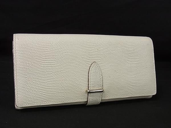 epoi GANZO エポイ ガンゾ リザード型押しレザー 二つ折り 長財布 ウォレット 小銭入れ 札入れ レディース アイボリー系 DL5537