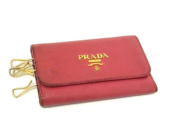 乐天商城 - PRADA プラダ サフィアーノレザー 6連 キーケース 鍵入れ レディース ピンク系 DL7007