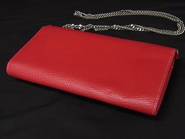 ■美品■ Samantha Thavasa Deluxe サマンサタバサデラックス ビジュー チェーン クロスボディ レザー 長財布 ウォレット DL7108