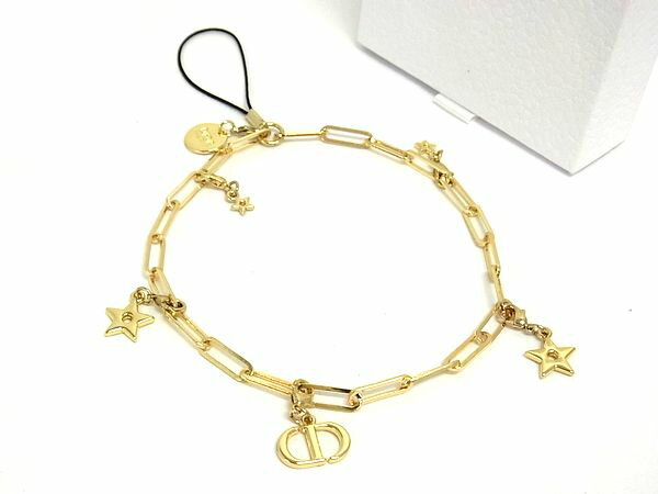 ディオール キーホルダー（レディース） ■新品同様■ ChristianDior ディオール CDロゴ スター 星 チェーン ストラップ キーホルダー チャーム レディース ゴールド系 DL7917