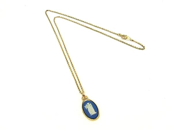 WEDGWOOD ウェッジウッド ジャスパー カメオ ネックレス ペンダント アクセサリー レディース メンズ ブルー系×ゴールド系 DL8096