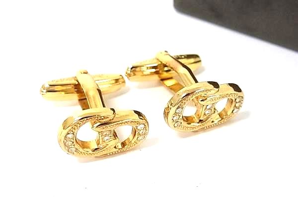 ■美品■ ChristianDior クリスチャンディオール ヴィンテージ カフリンクス カフスボタン アクセサリー ゴールド系 DN5928