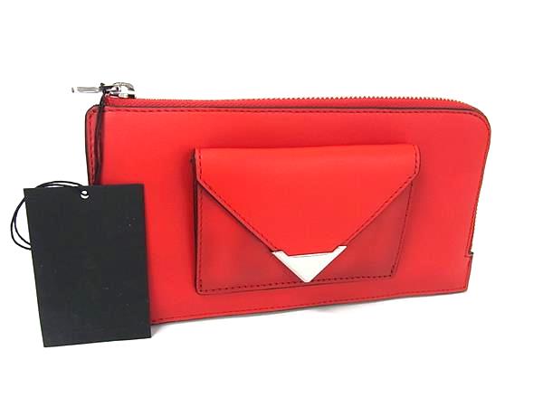■新品同様■ Alexander Wang アレキサンダーワン レザー L字ファスナー 長財布 ウォレット 小銭入れ 札入れ レッド系 FJ9102