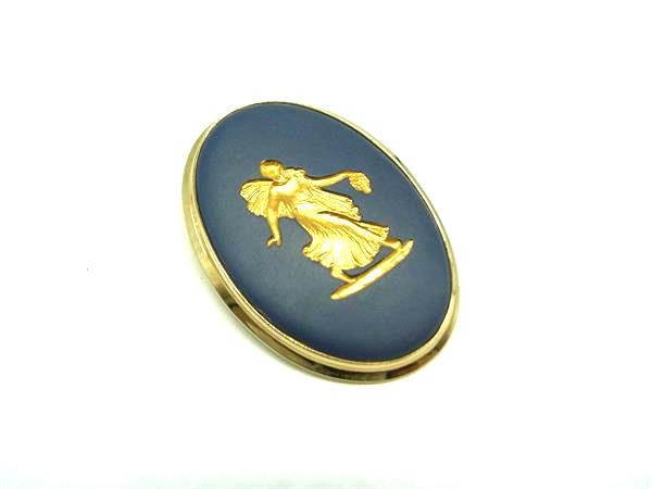 WEDGWOOD ウェッジウッド ジャスパー ブローチ ピンバッジ アクセサリー ネイビー系×ゴールド系 DL2462