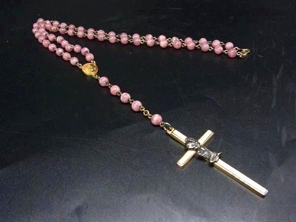 Other - ■美品■ ESTNATION エストネーション ロザリオ 十字架 ネックレス ペンダント アクセサリー レディース ゴールド系×ピンク系 DL2472