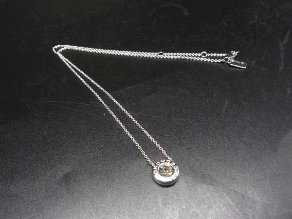 ■美品■ COACH コーチ ラインストーン ネックレス ペンダント アクセサリー レディース シルバー系 DL2503