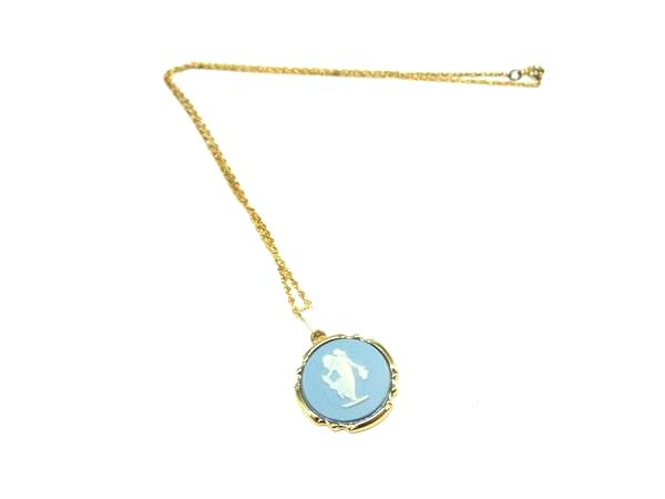 WEDGWOOD ウェッジウッド ジャスパー ネックレス ペンダント アクセサリー レディース ゴールド系×ライトブルー系 DL2516