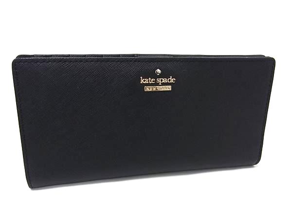 ■美品■ kate spade ケイトスペード PWRU5286 レザー 二つ折り 長財布 ウォレット 札入れ 小銭入れ カード入れ ブラック系 DL9029