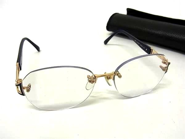 OAKLEY - ■美品■ YVESSAINTLAURENT イヴサンローラン 度入り メガネ 眼鏡 めがね レディース ネイビー系 DL9632