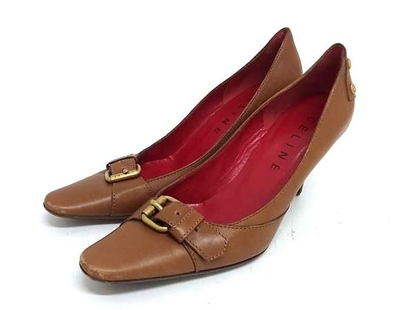 樂天商城 - CELINE セリーヌ マカダム レザー ヒール パンプス 表記サイズ 36 1/2 (約23.5cm) 靴 シューズ レディース ブラウン系 DL9778