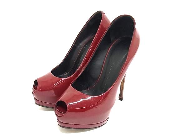 樂天商城 - GIUSEPPE ZANOTTI ジュゼッペザノッティ パテントレザー パンプス ヒール オープントゥ 表記サイズ 35(約22cm) 靴 レッド系 DL9785
