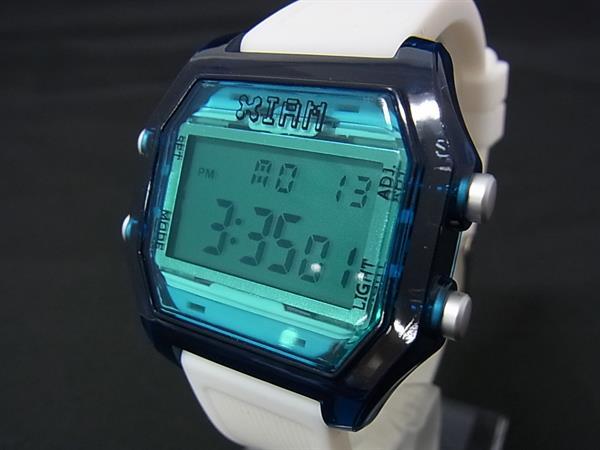 ■稼働品■新品同様■ IAMTHEWATCH アイアムザウォッチ XIAM SS×ラバー デジタル クォーツ 5気圧防水 腕時計 アイボリー系 DH9243