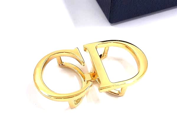■美品■ ChristianDior クリスチャンディオール CDロゴ バックルのみ ベルトバックル ベルト金具 ゴールド系 FU5359