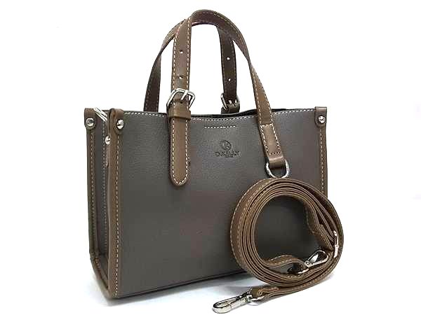 乐天商城 - ■新品同様■ D.KELLY ディーケリー レザー 2WAY クロスボディ ハンドバッグ ショルダー 斜め掛け グレー系×ブラウン系 BM9865