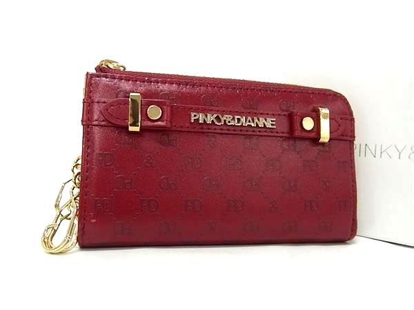 ■極美品■ PINKY & DIANNE ピンキーアンドダイアン レザー 3連 キーケース 鍵入れ メンズ レディース レッド系 BQ2853