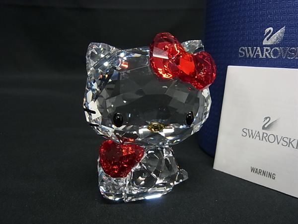 ■新品■未使用■ SWAROVSKI スワロフスキー サンリオ コラボ ハローキティ クリスタル オブジェ 置物 クリア×レッド系 FB4096