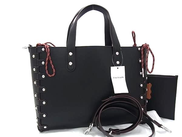 ■新品同様■ COACH コーチ CO667 ミディアム リレーサブル レザー 2WAY ショルダー トート ハンドバッグ ブラック系 FV4600