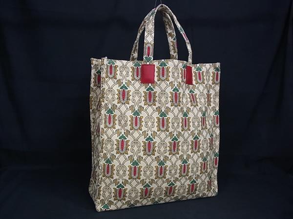 ■新品同様■ GUCCI グッチ キャンバス 総柄 ハンドバッグ トート レディース メンズ ベージュ系×マルチカラー FV5901