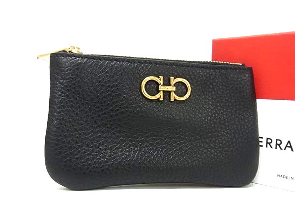樂天商城 - ■新品同様■ Salvatore Ferragamo フェラガモ DP-220383 ダブルガンチーニ レザー コインケース 小銭入れ ブラック系 BN7495