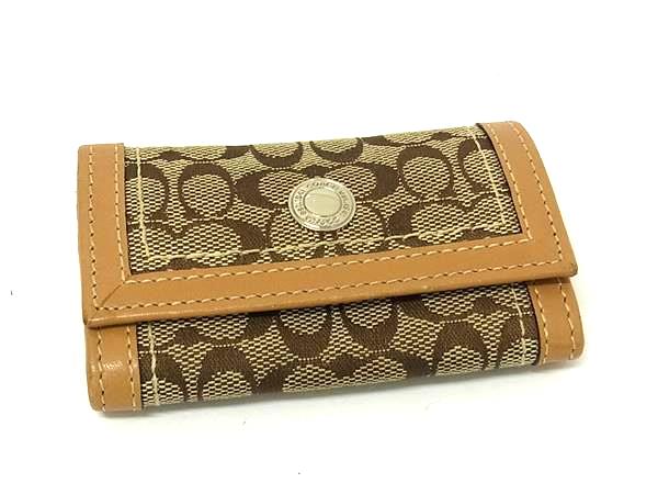 COACH - COACH コーチ ミニシグネチャー キャンバス×レザー コインケース コインパース 小銭入れ レディース メンズ ライトブラウン系 DK9226