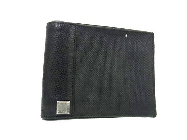 dunhill ダンヒル PVC×レザー 二つ折り 財布 ウォレット 札入れ 小銭入れ メンズ ブラック系 DL6827