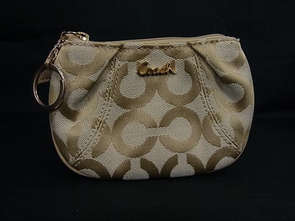 乐天商城 - ■美品■ COACH コーチ オプアート キャンバス×レザー マルチポーチ マルチケース 小物入れ レディース メンズ ベージュ系 DL7525