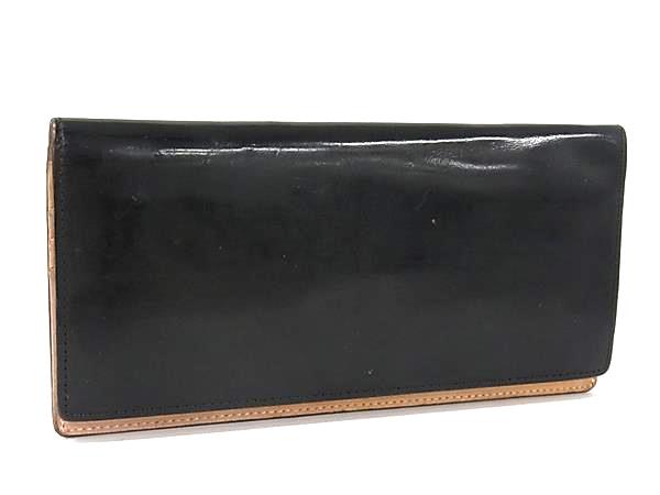 CORDOVAN コードバン パテントレザー 二つ折り 長財布 ウォレット 札入れ カード入れ メンズ ブラック系 DN5720