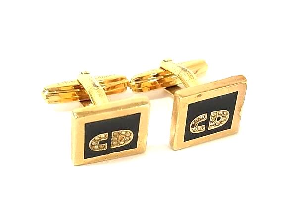 ChristianDior ディオール ヴィンテージ カフスボタン カフリンクス アクセサリー ビジネス メンズ ゴールド系×ブラック系 DN5723