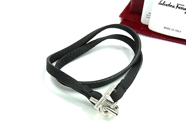 乐天商城 - ■新品同様■ Salvatore Ferragamo フェラガモ レザー 2連 ブレスレット アクセサリー レディース メンズ ブラック系 FV7773