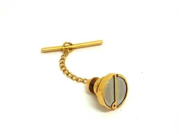 ■美品■ dunhill ダンヒル タイタック ネクタイピン アクセサリー ビジネス 紳士 メンズ ゴールド系×シルバー系 DL7733