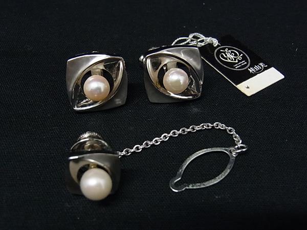 ■美品■ YUMI KATSURA ユミカツラ 桂由美 本真珠 アコヤ真珠 パール約6mm カフスボタン ネクタイピン 2..