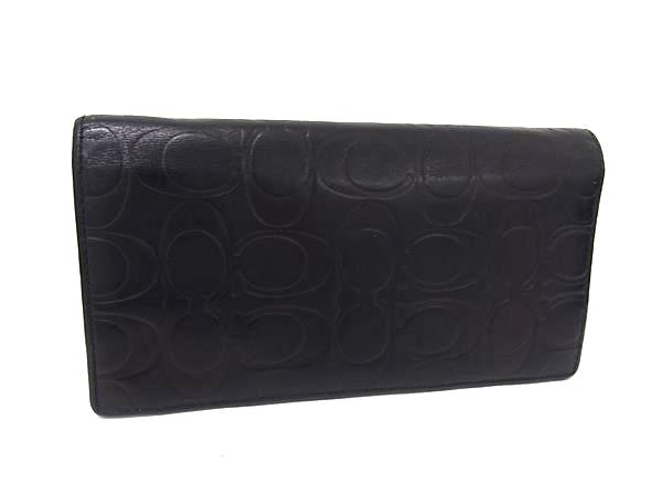 COACH コーチ シグネチャー レザー 二つ折り 長財布 ウォレット 小銭入れ 札入れ カード入れ メンズ ブラック系 DL8043