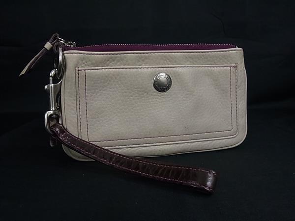 乐天商城 - COACH コーチ レザー ポーチ マルチケース 小物入れ レディース メンズ ライトグレー系×パープル系 DL8083