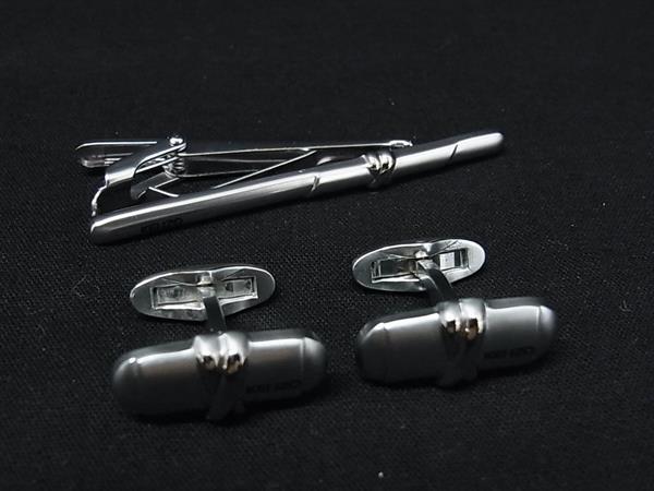 ■美品■ KENZO ケンゾー 2点セット タイピン タイクリップ カフスボタン 紳士 ビジネス シルバー系 DL8175