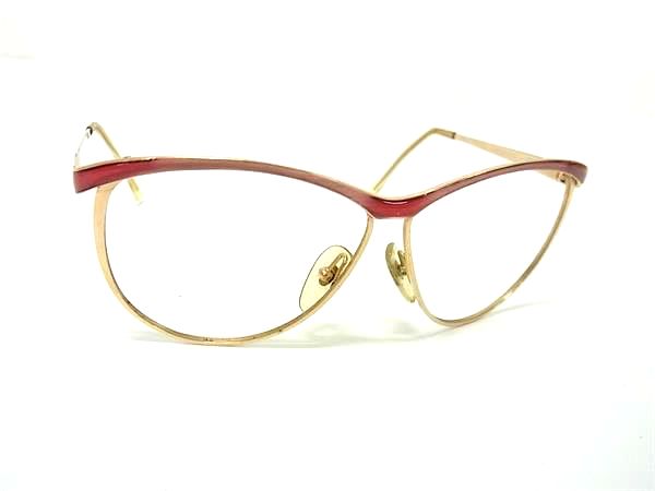 Other - ChristianDior クリスチャンディオール 2150 44 フレームのみ メガネ 眼鏡 ゴールド系×レッド系 DL9917