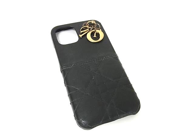 ChristianDior クリスチャンディオール レディディオール カナージュ レザー iPhone12Pro 対応 アイフォンケース ブラック系 BN7906