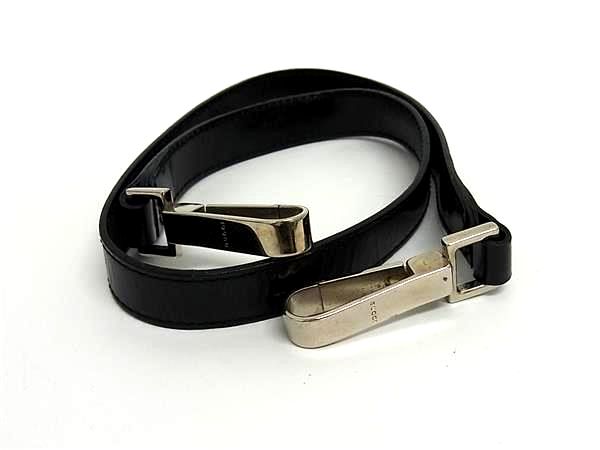 GUCCI グッチ レザー バッグ用 ショルダーストラップ 肩掛け メンズ レディース ブラック系×シルバー系 BP7831